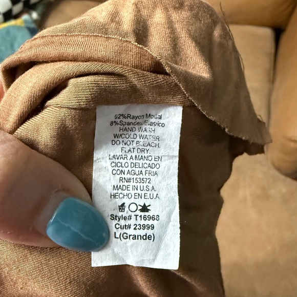 Bohme Ruched Front Brown Mock Neck Long Sleeve Size Large - Picture 6 of 7